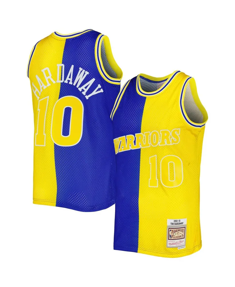 Men's Mitchell & Ness Tim Hardaway Royal, Gold Golden State Warriors Hardwood Classics 1990-91 Split Swingman Jersey