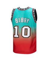 Men's Mitchell & Ness Mike Bibby Red, Teal Vancouver Grizzlies 1998/99 Hardwood Classics Fadeaway Swingman Player Jersey