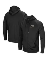 Men's Colosseum Black Purdue Boilermakers Blackout 3.0 Tonal Raglan Full-Zip Hoodie