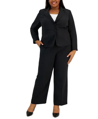 Le Suit Plus Women's Notched-Lapel Blazer Pants