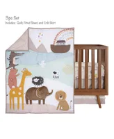 Lambs & Ivy Baby Noah 3-Piece Animals/Ark Baby Crib Bedding Set - Blue/Brown