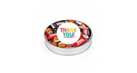 Thank You Sugar Free Candy Gift Tin Large Plastic Tin with Sticker and Hershey's Chocolate & Reese's Mix