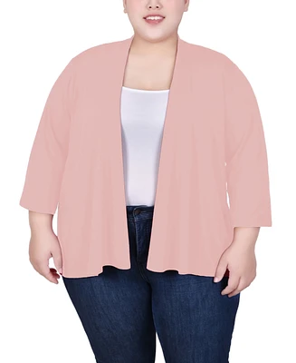 Ny Collection Plus Draped Open-Front Cardigan Sweater