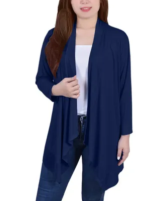 Ny Collection Women's 3/4 Sleeve Sharkbite Hem Cardigan