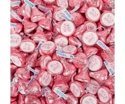 100 Pcs It's a Girl Baby Shower Candy Pink Hershey's Kisses Milk Chocolate (1lb, Approx. 100 Pcs) - No Assembly Required