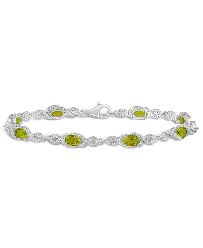 Macy's Peridot and White Topaz Bracelet (4-3/8 ct. t.w and 2 ct. t.w) in Sterling Silver