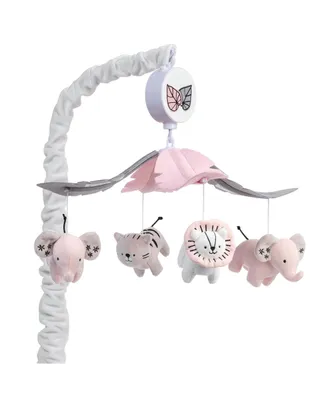 Lambs & Ivy Happy Jungle Musical Baby Crib Mobile Safari Animals Soother Toy