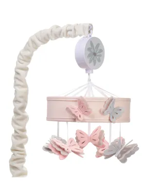 Lambs & Ivy Baby Blooms Pink Butterfly Musical Baby Crib Mobile Soother Toy