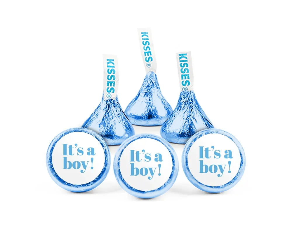 100 Pcs It's a Boy Baby Shower Candy Blue Hershey's Kisses Milk Chocolate (1lb, Approx. 100 Pcs) - No Assembly Required