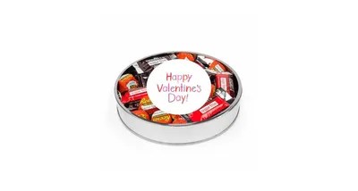 Just Candy Valentine's Day Sugar Free Candy Gift Tin Large Plastic Tin with Sticker and Hershey's Chocolate & Reese's Mix