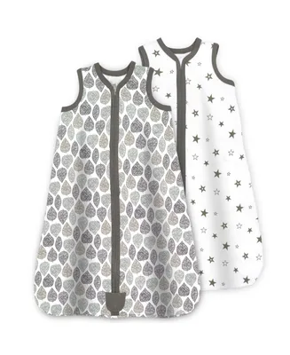 Baby Wearable Blanket, Cotton Sleep Sacks, 2 Pack Unisex Sleeping Bag Sack, 2-Way Zipper
