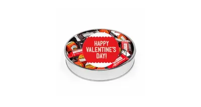 Just Candy Valentine's Day Sugar Free Candy Gift Tin Large Silver Plastic Tin with Sticker and Hershey's Chocolate & Reese's Mix - Assorted Pre