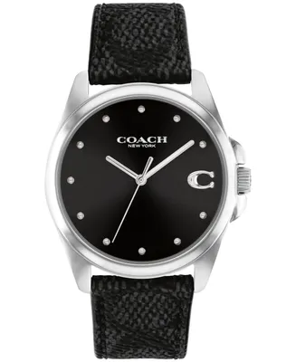 Coach Women's Greyson Quartz Black Leather Strap Watch 36mm