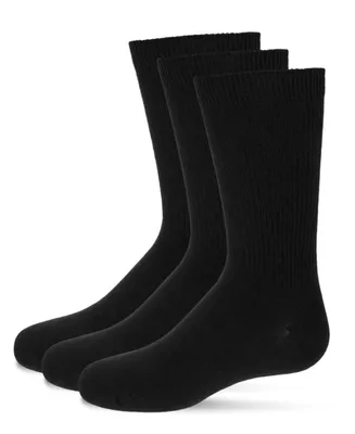 3 Pairs Boy's Thin Ribbed Cotton Blend Crew Socks