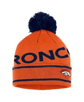 Women's Wear by Erin Andrews Orange Denver Broncos Double Jacquard Cuffed Knit Hat with Pom and Gloves Set
