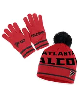 Women's Wear by Erin Andrews Red Atlanta Falcons Double Jacquard Cuffed Knit Hat with Pom and Gloves Set