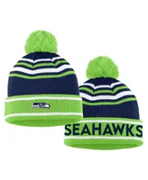 Women's Wear by Erin Andrews College Navy Seattle Seahawks Colorblock Cuffed Knit Hat with Pom and Scarf Set