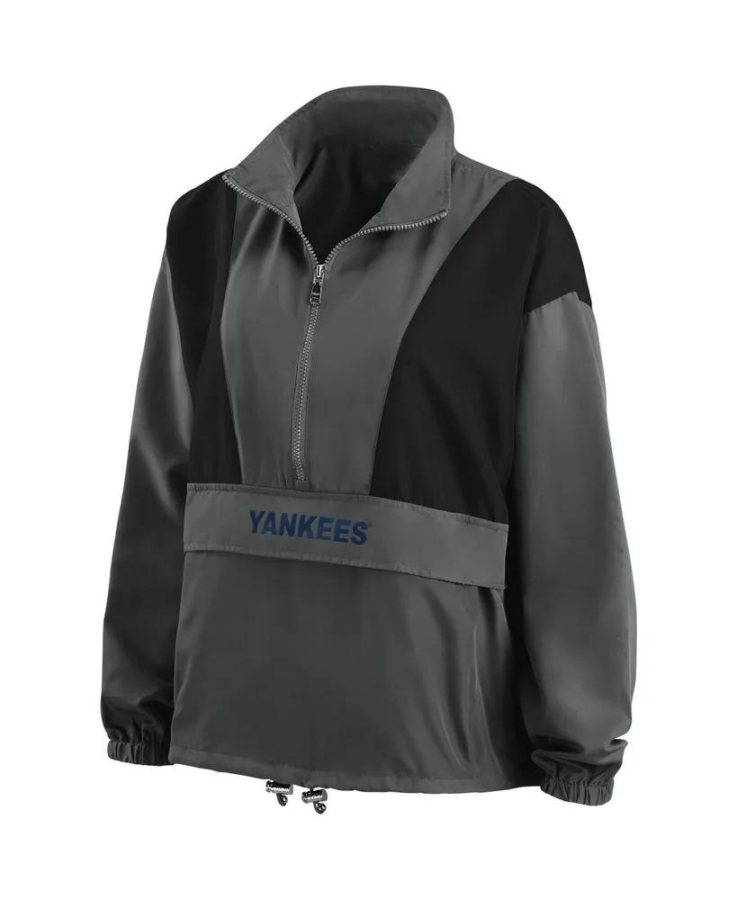 Women's Wear by Erin Andrews Charcoal New York Yankees Packable Half-Zip Jacket