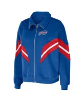 Women's Wear by Erin Andrews Royal Buffalo Bills Plus Yarn Dye Stripe Full-Zip Jacket