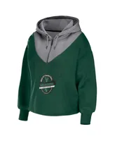 Women's Wear by Erin Andrews Hunter Green Milwaukee Bucks Pieced Quarter-Zip Hoodie Jacket