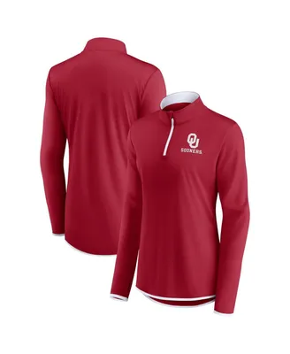 Women's Fanatics Crimson Oklahoma Sooners Worth the Drive Quarter-Zip Top