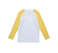 Toddler, Child Boys White Yellow Sleeve Sustainable Ls Rash Top