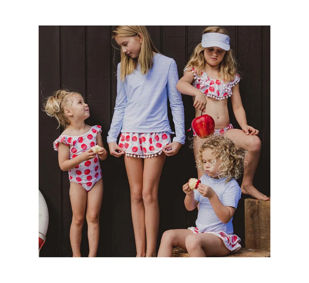 Toddler, Child Girls Cornflower Stripe Sustainable Ls Rash Top