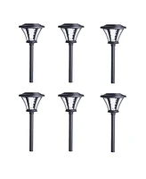 Four Seasons Courtyard GL40241 Solar Led Path Light, 5 Lumens, Black, 6-Pack