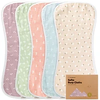 KeaBabies 5pk Softe Muslin Burp Cloths for Baby Girls and Boys, Organic Burping Babies, Clothes