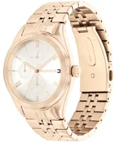 Tommy Hilfiger Women's Multifunction Carnation Gold-Tone Stainless Steel Bracelet Watch 38mm