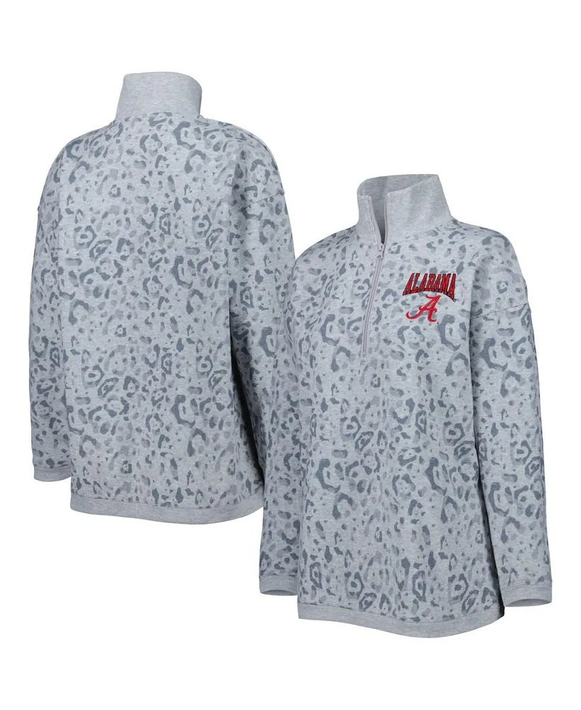 Women's Gameday Couture Heather Gray Alabama Crimson Tide Leopard Quarter-Zip Sweatshirt