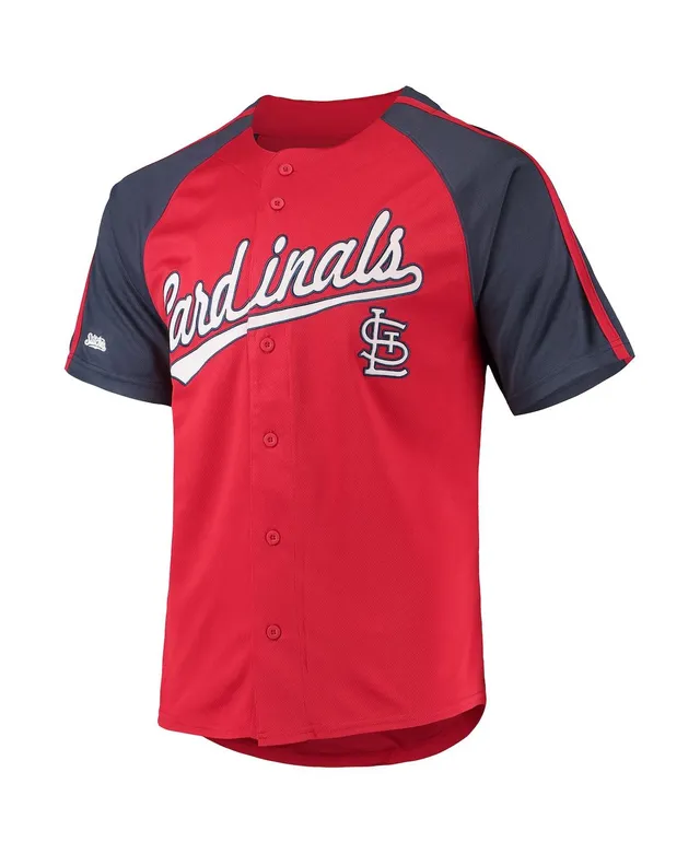 Men's Los Angeles Angels Stitches Red Button-Down Raglan Fashion Jersey