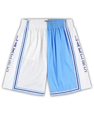 Men's Mitchell & Ness Powder Blue, White Los Angeles Lakers Big and Tall Hardwood Classics Split Swingman Shorts