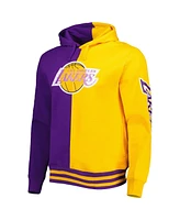 Men's Mitchell & Ness Purple, Gold Los Angeles Lakers Hardwood Classics Split Pullover Hoodie