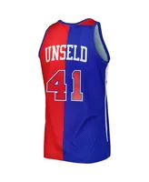 Men's Mitchell & Ness Wes Unseld Blue, Red Washington Bullets Hardwood Classics 1977-78 Split Swingman Jersey