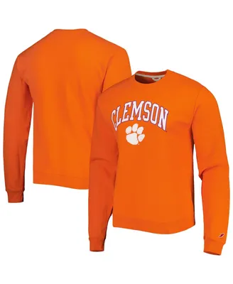 Men's League Collegiate Wear Orange Clemson Tigers 1965 Arch Essential Fleece Pullover Sweatshirt