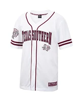 Men's Colosseum White, Maroon Texas Southern Tigers Free Spirited Baseball Jersey