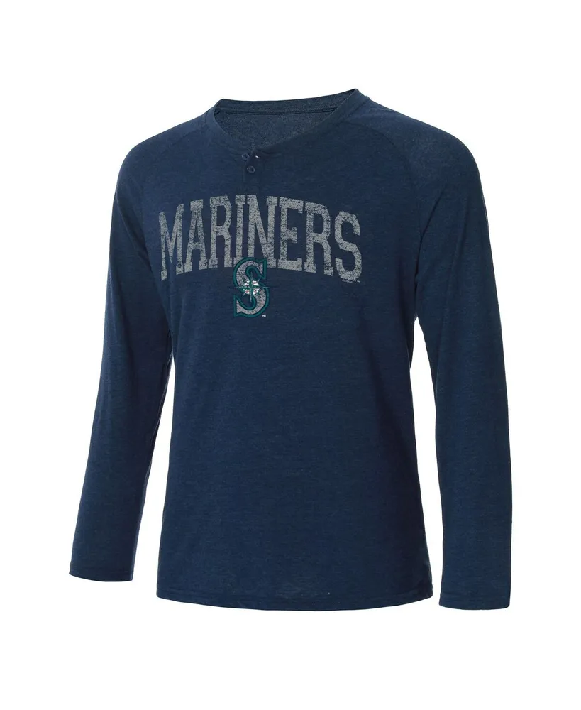 Men's Concepts Sport Navy Seattle Mariners Inertia Raglan Long Sleeve Henley T-shirt