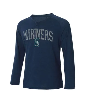 Men's Concepts Sport Navy Seattle Mariners Inertia Raglan Long Sleeve Henley T-shirt