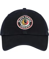 Men's '47 Brand Black Chicago Blackhawks Clean Up Adjustable Hat