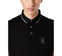 A|X Armani Exchange Men's Short-Sleeve Metallic Logo Jersey Polo Shirt