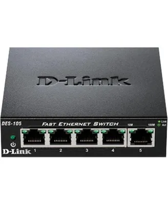D-Link Des-105 Swt 5-Port 10-100 Desktop Switch 1Gbps Metal Casing