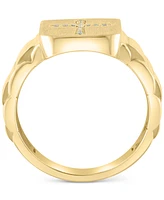 Effy Men's Diamond Cross Ring (1/10 ct. t.w.) in 10k Gold