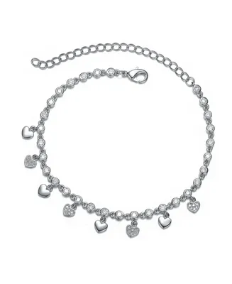 Rachel Glauber Ra Rhodium Plated Cubic Zirconia Adjustable Heart Bracelet