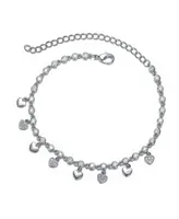 Rachel Glauber Ra Rhodium Plated Cubic Zirconia Adjustable Heart Bracelet