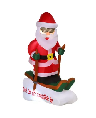 Homcom 4' Santa Claus Skiing Christmas Inflatable Blow Up Yard Decoration