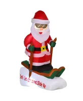 Homcom 4' Santa Claus Skiing Christmas Inflatable Blow Up Yard Decoration