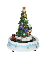 Homcom Animated Christmas Village Scene Rotating Train and Santa Claus