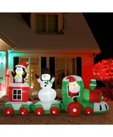 Homcom 11' Christmas Inflatable Holiday Train Outdoor Yard Decoration - Multi