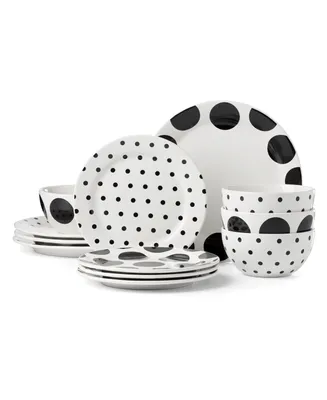 Kate Spade on the Dot 12 Piece Dinnerware Set, Service for 4